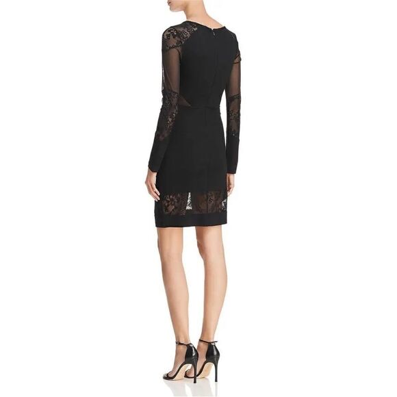 French Connection Women Dress Tatlin Black Lace Trim Party Cocktail Dress size 8 - Picture 2 of 7